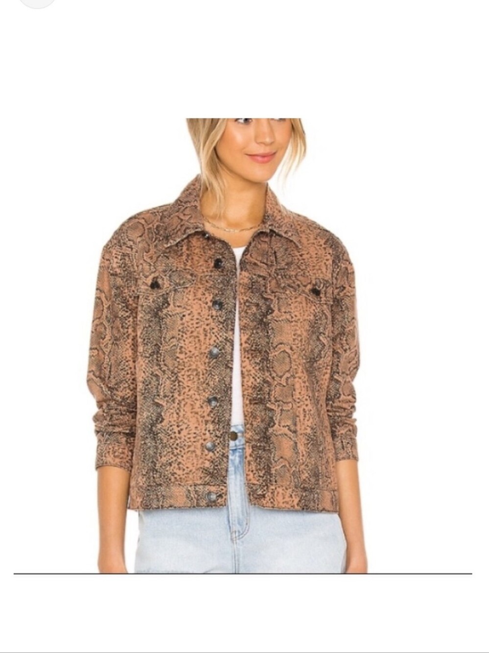 Free People Snake Trucker Jacket Oversized Small